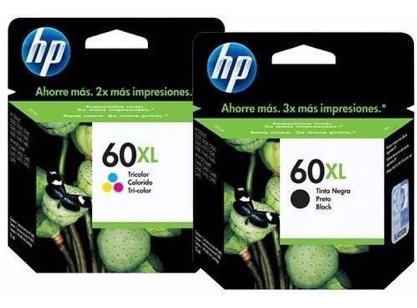 Kit 2 Cartucho De Tinta Hp 60xl Black E 60xl Color Original 0