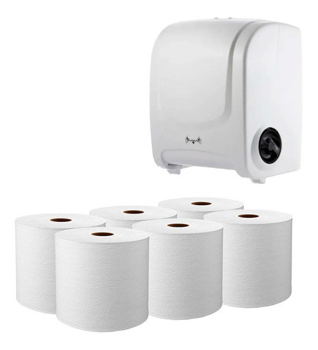 Dispensador Papel Toalla Rollo Baño 200mts + Toallas Papel 0