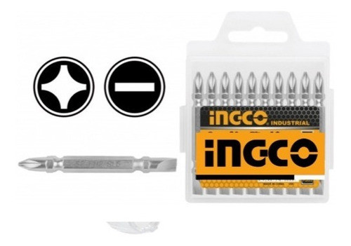 Set X10 Punta Atornillador Combin Ph2+ Ingco Sdb21hl133 *ub* 0