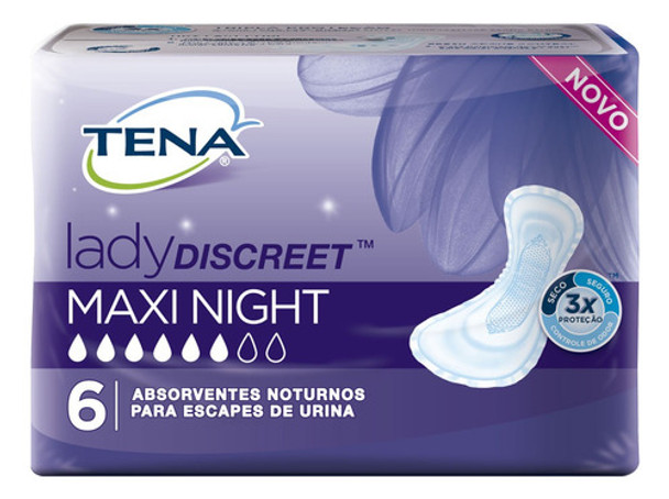 Absorvente Noturno Tena Lady Discreet Maxi Night 6 Unidades 0 Absorvente Noturno Tena Lady Discreet Maxi Night 6 Unidades 0