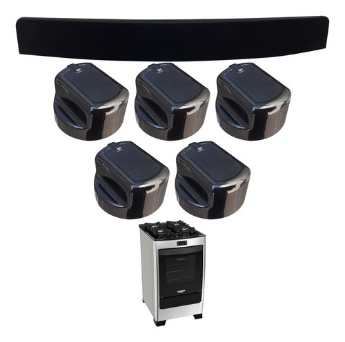 Puxador 4 Bocas+5 Botões Fogão Dako Timer Glass 4 Bocas Org. 0