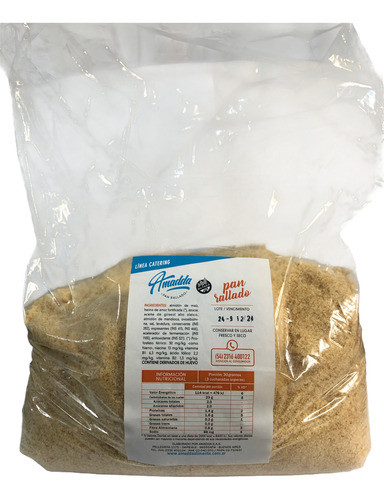 Pan Rallado Rebozador  Amadda Alimenta 2,5 Kg Sin Tacc 0