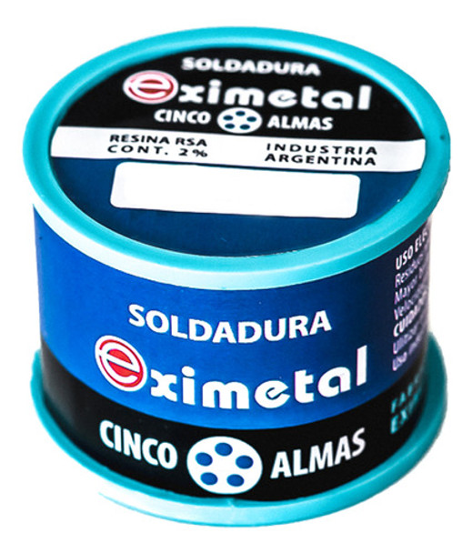 5 Rollos Estaño 1/4kg 250gr 60/40 Eximetal Diametro 2.0mm 0