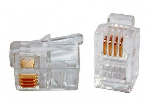 Kit 100 Peças - Plug Modular Rj9 (rj11 4x4) 4p4c Telefonia 0