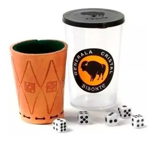 Juego De Mesa Generala Cubilete Cuero Dados Calidad Bisonte 0