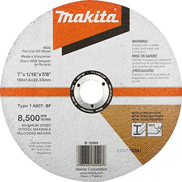Makita B12669 7 X 116 X 78 Inox Thin Cutoff Wheel 60 Grit 0