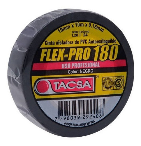 Cinta Aisladora 20 Mts Negra Flexpro Tacsa X 90 Uds 0