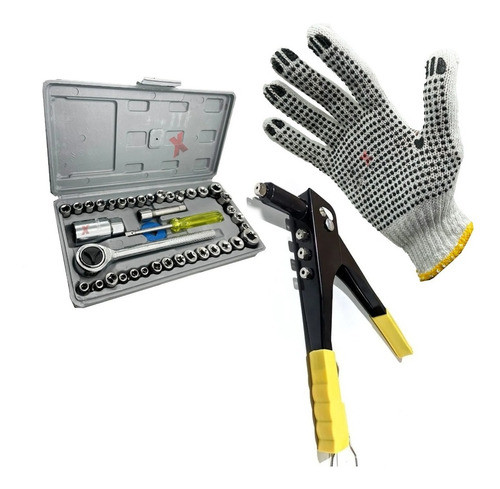 Set Llave Dados Cricket Tubo Combinada+ Remachadora + Guante 0