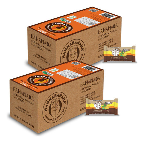 Doce De Banana Orgânica S/açúcar Kit 2cx Bananinha Artesanal 0