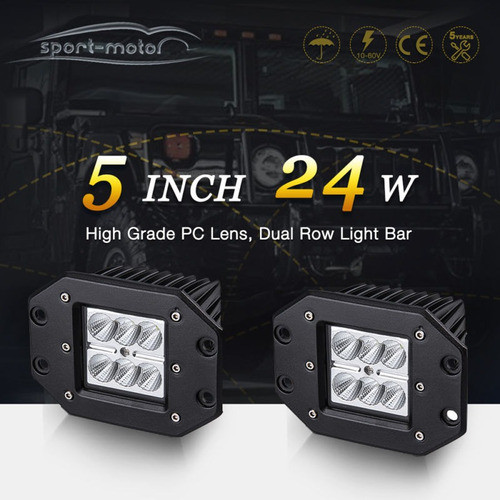 2 X 5'' 24w Vainas Inundación Led Del Montaje Al Ras Camione 0