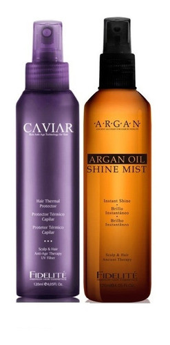 Brillo Instantáneo Argán + Protector Térmico Fidelite Caviar 0