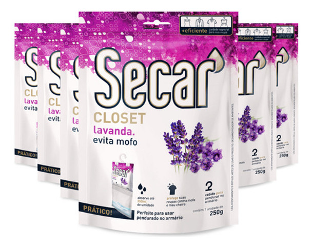 Kit 6 Anti Mofo Secar Original Closet Lavanda 250g - Armario 0