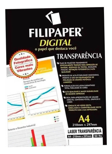 Transparência Laser Com Tarja Filipaper Pro 50 Folhas 0