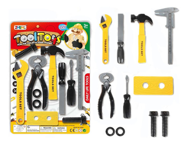Set De Herramientas Juguete 11 Piezas Taller Martillo Pinzas 0