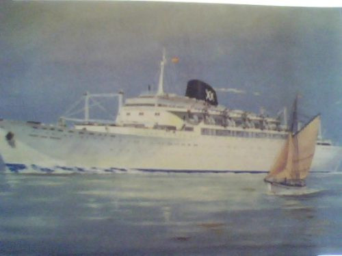 Antigua Postal Con Ilustración De Barco 0