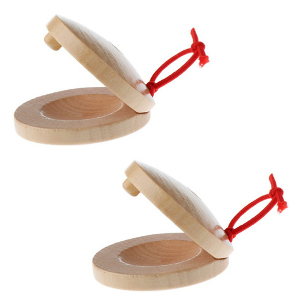 * 1 Par De Instrumento De Castanholas De Madeira De 0 * 1 Par De Instrumento De Castanholas De Madeira De 0