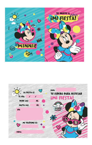 Invitacion De Cumpleaños Minnie Pack X 10 Producto Oficial 0