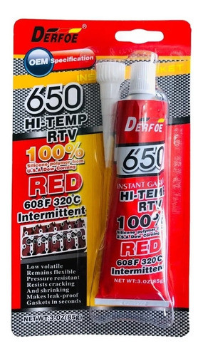 Sellador Silicona Forma Juntas Alta Temperatura Derfoe 85 Gr 0