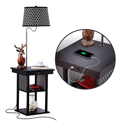 Lámpara De Pie Con Mesa Integrada De Dos Niveles Brightech. 0