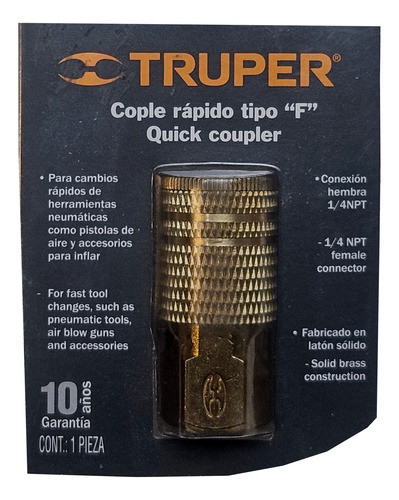 Conexión Rápida Hembra De Bronce 1/4 Truper Cople-hem-1/4 0