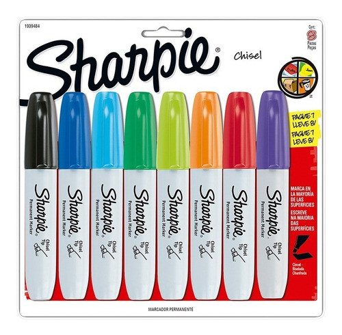 Marcadores Sharpie Por 8 Chisel Punta Bisel 0