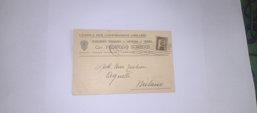 Italia Regno 1932 Cédula.postal.de Comisión Librería 0