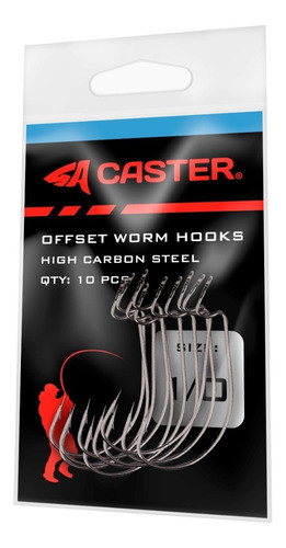 Anzuelos Offset Caster 1/0 Para Señuelos Goma X 10 Unidades 0