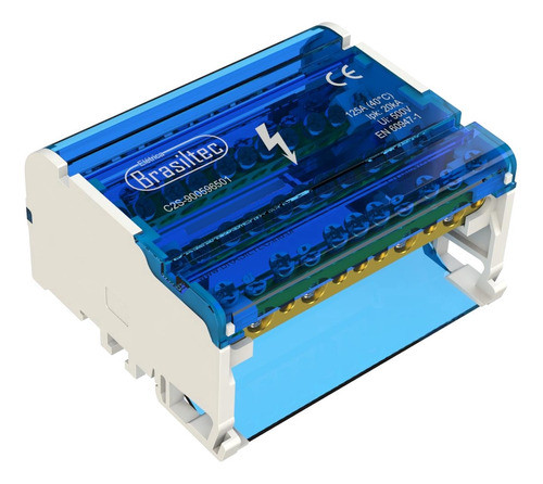 Kit C/10 Bloco Distribuicao 11 Furos 125a Azul 4 Barramentos 0