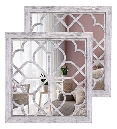 Espejo De Pared Decorativo Rústico Cuadrado - Espejos De Par 0