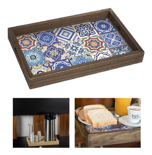 Bandeja Servir Café Da Manhã Na Cama Mesa Madeira Decorada 0