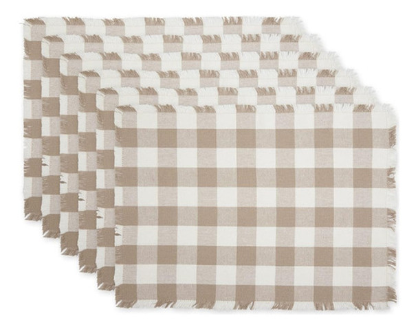 Colección De Mesa Dii Heavyweight Fringed Check, Juego De Ma 0