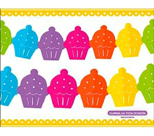 Guirnalda Papel Cupcake Multicolor Cotillon 0
