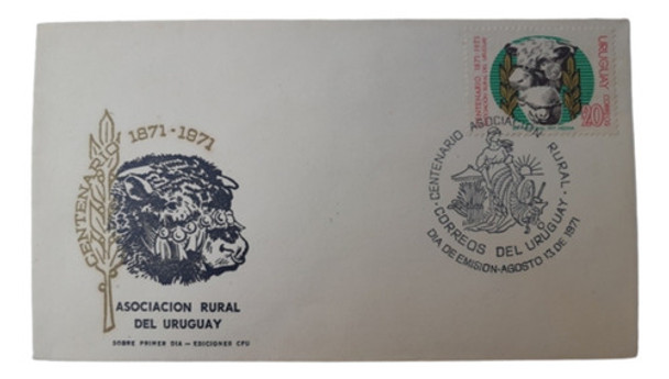 Sello Asoc Rural Del Uruguay / Sobre 1° Día De Emisión 1971 0