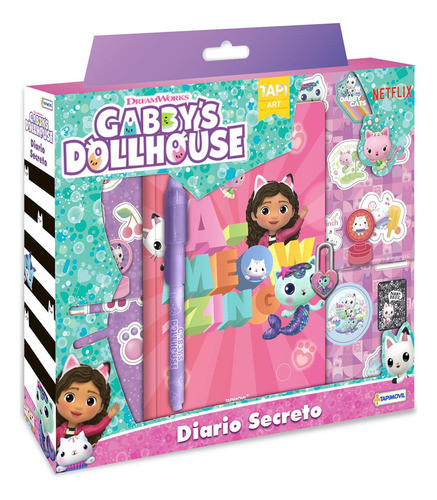 Diario Secreto Gabby Dollhouse Set Arte C/ Candado Lapiz Mag 0