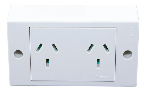 Caja Superfice Toma Doble 10a Armada Completa Blanco Cambre 0