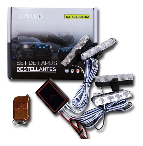 Faros Led Azules Destellante Estroboscopica Policia  Control 0