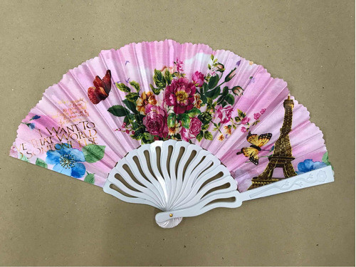 Kit Com 12 Leques Lembrancinha Com Estampa De Torre Eiffel 0