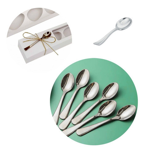 Mini Colher P/ Ovo De Páscoa De Colher Plástico Prata 40unid 0