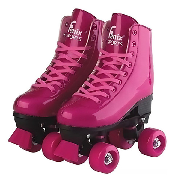 Patins Infantil Ajustável 4 Rodas Menina Rosa Glitter 31-34 0