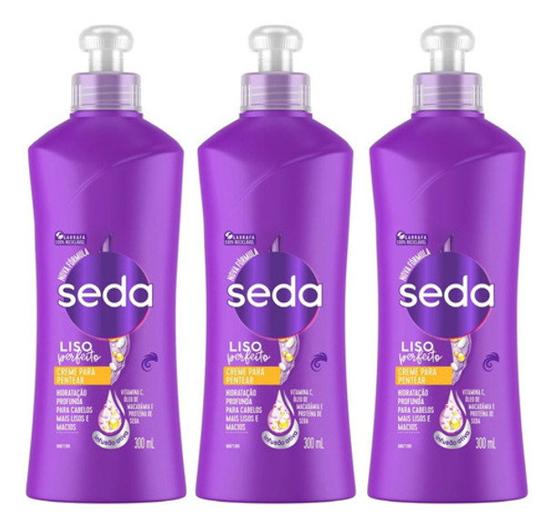 Creme Para Pentear Liso Perfeito Seda 300ml - 3 Unidades 0 Creme Para Pentear Liso Perfeito Seda 300ml - 3 Unidades 0