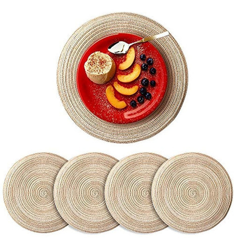 Tiky - Manteles Individuales Redondos Tejidos Para Mesa De C 0