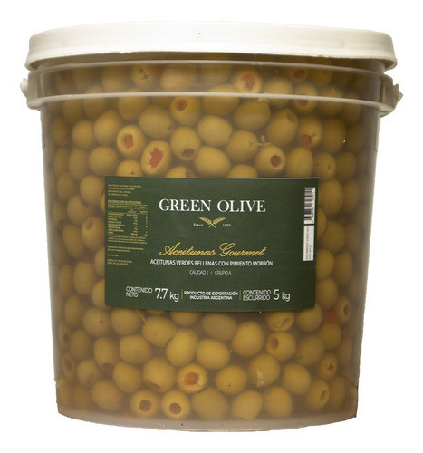 Aceitunas Verdes Rell. C/ Morron Green Olive X 5 Kg. Balde 0