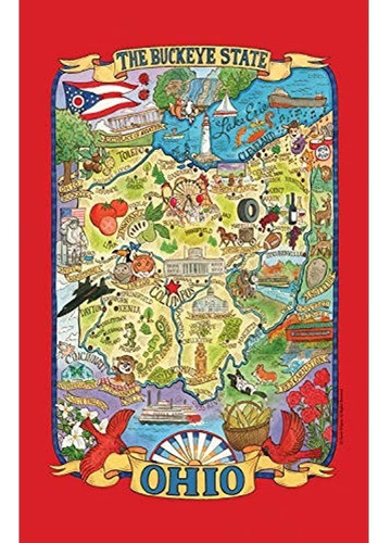 Kay Dee Designs Toalla De Cocina Del Te Del Mapa De Ohio De 0
