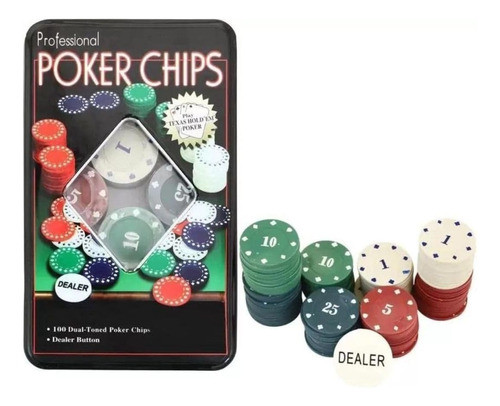 Jogo Fichas De Poker Texas Holdem Profissional C/100 Fichas 0