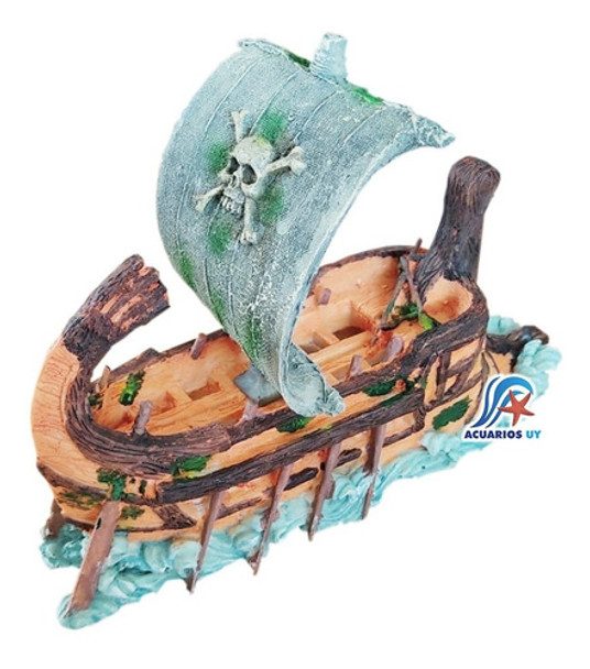 Adorno Barco Vikingo Con Vela. Decoración Pecera Acuario 0 Adorno Barco Vikingo Con Vela. Decoración Pecera Acuario 0