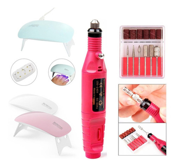 Kit De Manicuria Torno Electrico Mini Cabina Uv Led P Esmalt 0