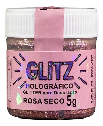Glitter Para Decoração Glitz Holográfico Rosa Seco 5 G Fab! 0