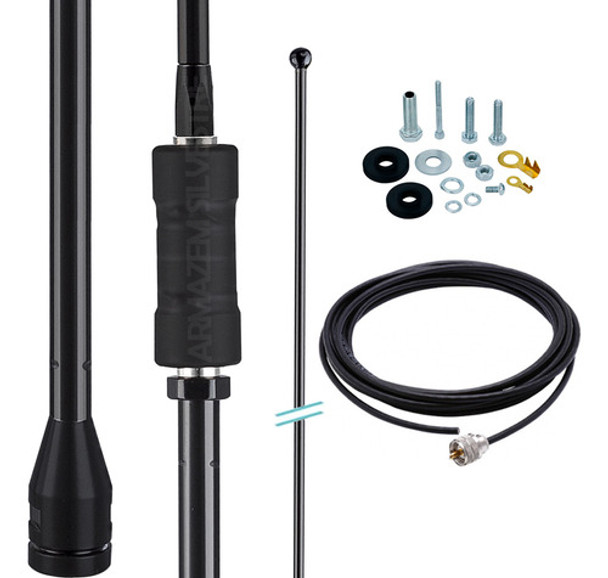 Antena Px Bobinada Black Mini Argentina 200w 1,08m Cabo 5,5m 0