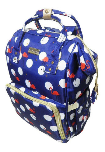 Mochila Maternidade Azul Bolsa Bebe Flamingo Impermeavel 0