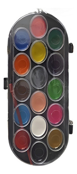 Acuarelas X16 Colores En Paleta Con Tapa + Pincel $em 0